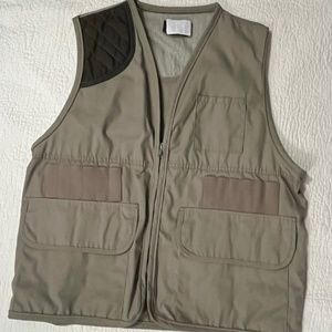 VTG SAF-T-BAK Hunting Vest Mens Size XL Khaki Tan Zip Back Pocket Outdoor Duck